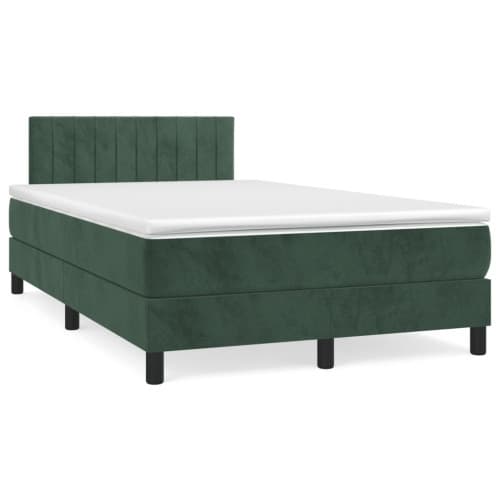 Ramsäng med madrass mörkgrön 120x190 cm sammet