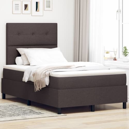 Boxspring säng med madrass Mörkbrun 120x200 cm Tyg