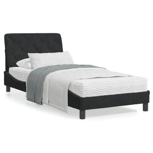 Säng med madrass svart 90x200 cm sammet
