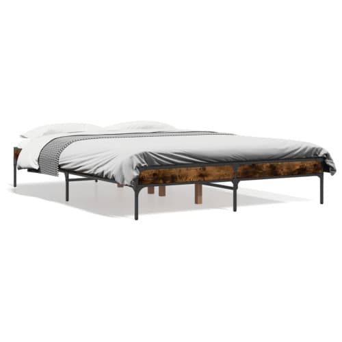 Sängram rökfärgad ek 140x190 cm konstruerat trä och metall