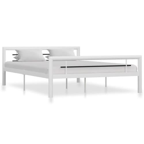 Sängram utan madrass vit och svart metall 140x200 cm