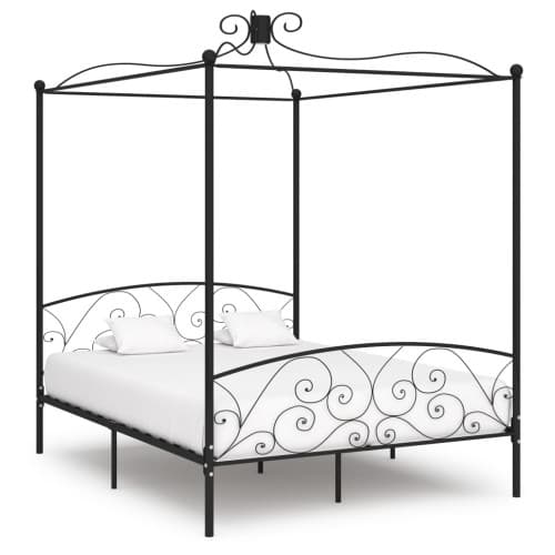 Sänghimmel utan madrass svart metall 160x200 cm