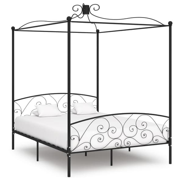 Sänghimmel utan madrass svart metall 160x200 cm
