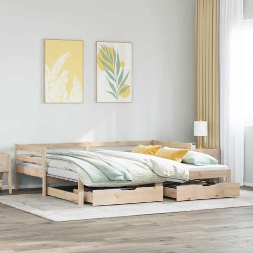 Dagbädd utdragbar med lådor utan madrass 90x190 cm