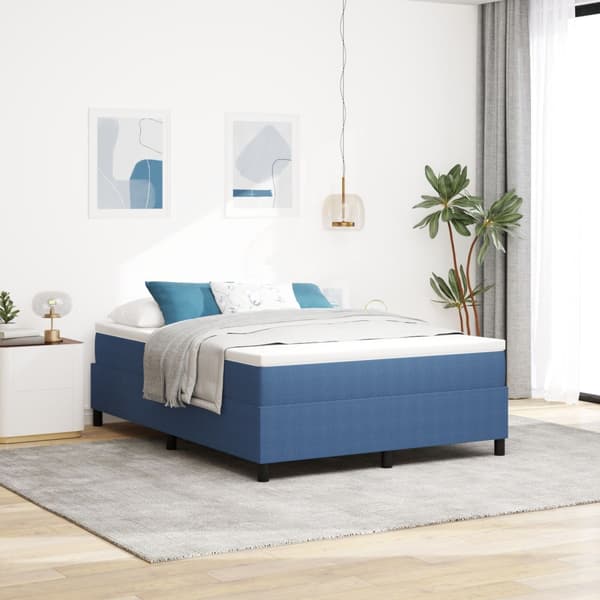 Boxspring Säng Blå 140x200 cm Corduroy Tyg