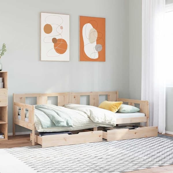Dagbädd med lådor 90x190 cm massiv furu