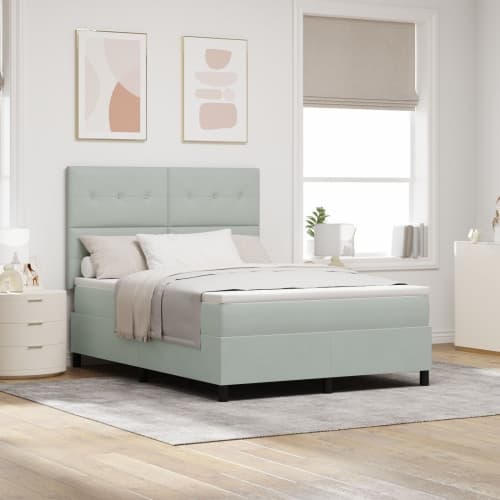 Boxspring Säng med Madrass Ljusgrå 140x190 cm Sammet