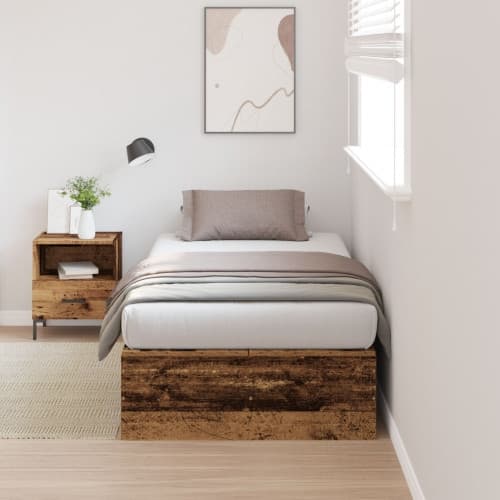 Förvaringssängram Gammalt trä 90x200 cm
