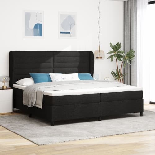 Resårsäng med madrass 200x200 cm svart tyg