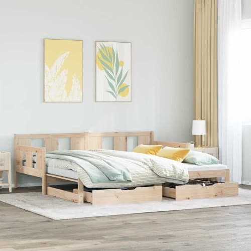 Dagbädd utdragbar med lådor utan madrass 90x190 cm
