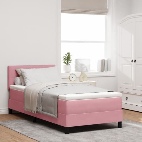 Sängbotten med Madrass Rosa 100x200 cm Sammet