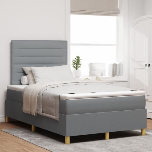 Box Spring Bed med madrass Ljusgrå 120x200 cm Tyg