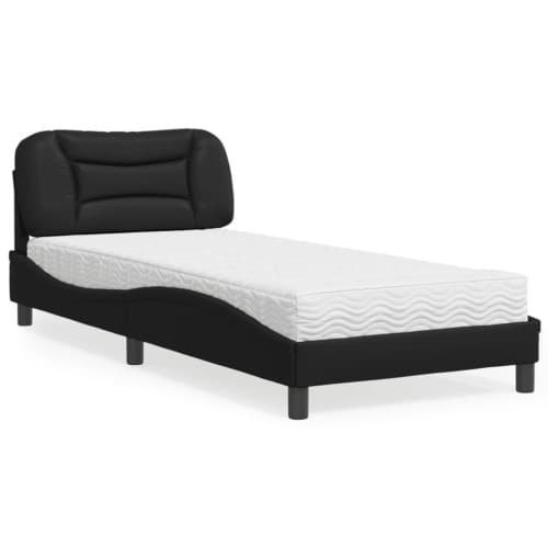 Säng med madrass svart 90x200 cm konstläder