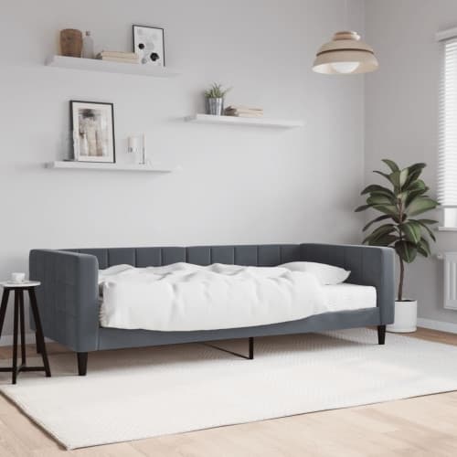 Dagbädd med madrass mörkgrå 90x200 cm sammet