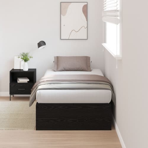 Sängram med förvaring svart ek 100x200 cm