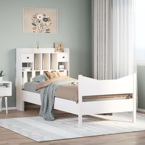 Sängram utan madrass vit 100x200 cm massiv furu