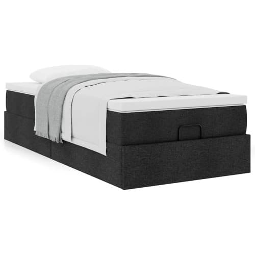 Ottoman sängram med madrass svart 100x200 cm tyg