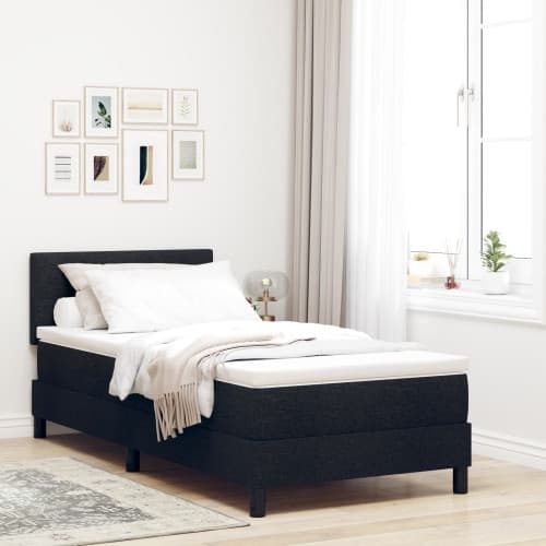 Boxspring Säng med Madrass & LED Svart 100x200 cm Tyg