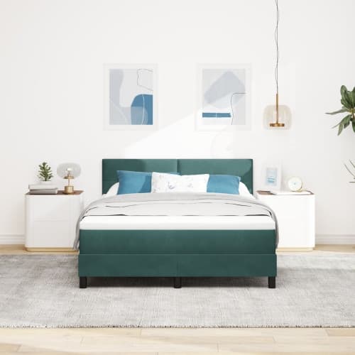 Boxspring Säng med Madrass Mörkgrön 160x200 cm Sammet