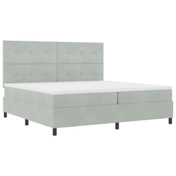 Boxbädd med madrass Ljusgrå 200x200 cm Sammet