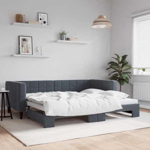 Dagbädd utdragbar mörkgrå 90x200 cm sammet