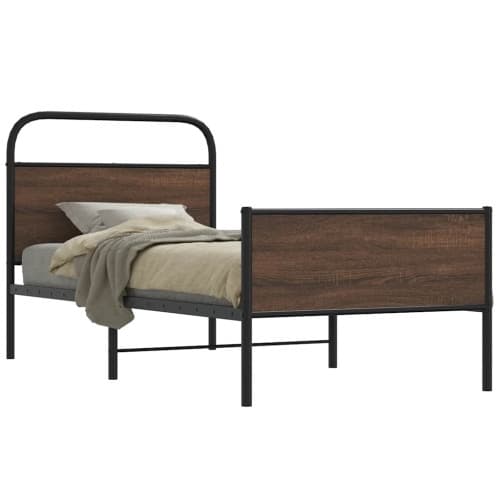 Sängram utan madrass brun ek 90x190 cm konstruerad trä
