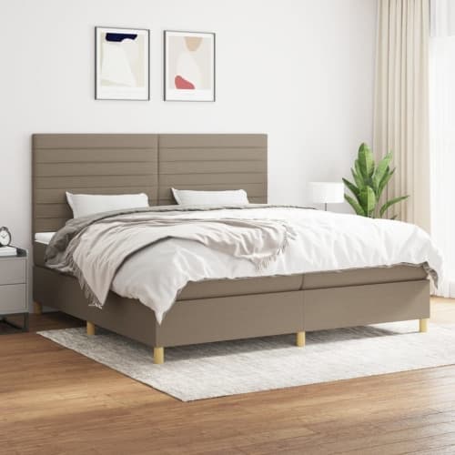Ramsäng med madrass taupe 200x200 cm tyg