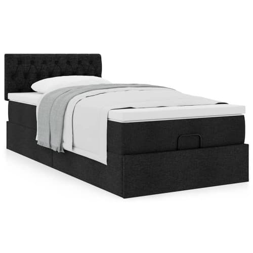 Ottoman säng med madrass svart 90x200 cm tyg