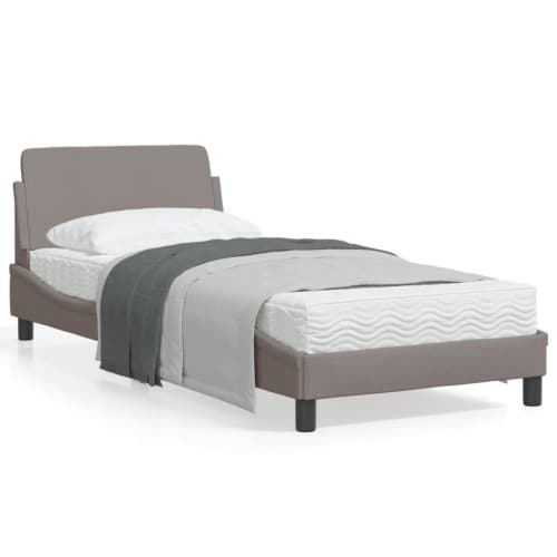 Sängram med huvudgavel utan madrass taupe 80x200 cm tyg