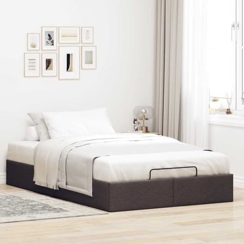 Ottoman sängram utan madrass mörkbrun 120x190 cm tyg