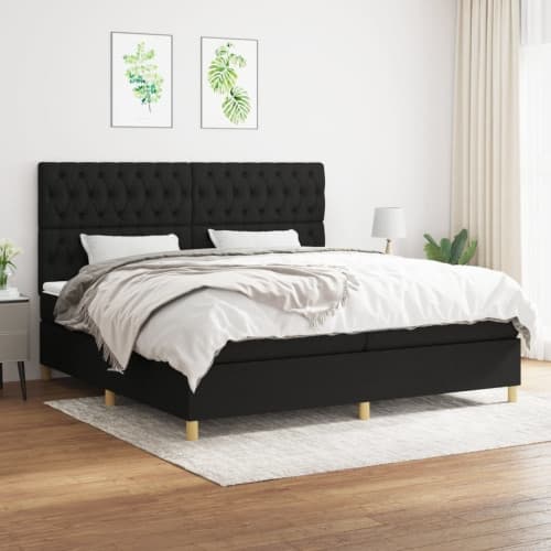 Ramsäng med madrass svart 200x200 cm tyg