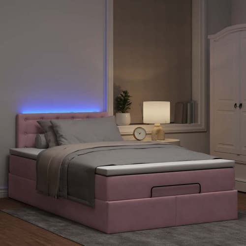 Ottoman sängram med madrass rosa 120x200 cm sammet
