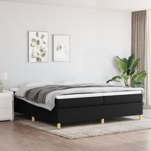 Ramsäng med madrass svart 200x200 cm tyg