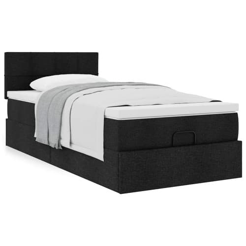 Ottoman säng med madrass svart 100x200 cm tyg