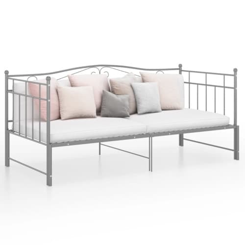 Utdragbar sängram bäddsoffa grå metall 90x200 cm