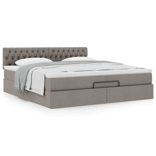 Ottoman sängram med madrass taupe 160x200 cm tyg