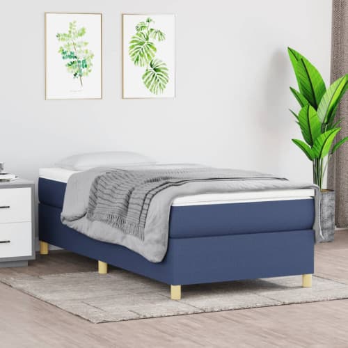 Ramsäng med madrass blå 80x200 cm tyg