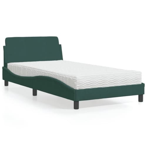 Säng med madrass mörkgrön 100x200 cm sammet