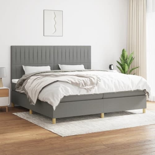 Ramsäng med madrass mörkgrå 200x200 cm tyg