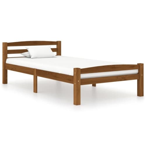 Sängram utan madrass honungsbrun massiv furu 100x200 cm