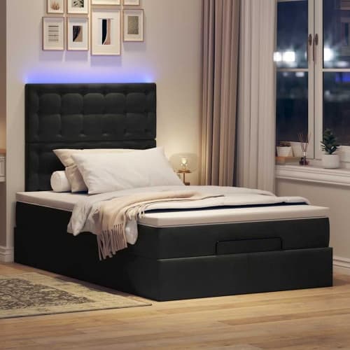 Ottoman sängram med madrasser svart 120x200 cm sammet