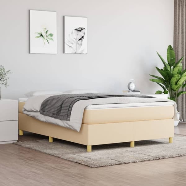 Ramsäng med madrass gräddvit 140x190 cm tyg