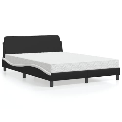 Säng med madrass svart och vit 140x200 cm konstläder