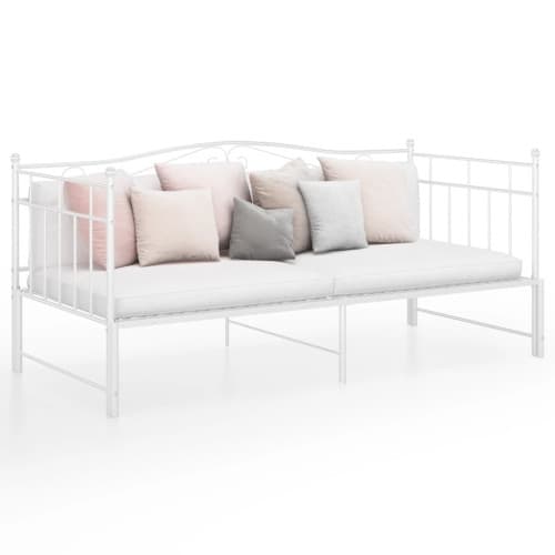 Utdragbar sängram bäddsoffa vit metall 90x200 cm