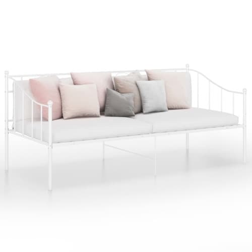 Sängram bäddsoffa vit metall 90x200 cm