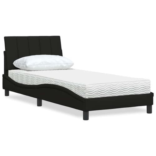 Säng med madrass svart 90x200 cm tyg
