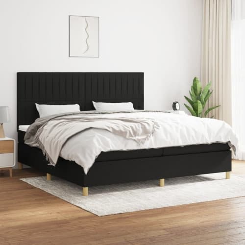 Ramsäng med madrass svart 200x200 cm tyg