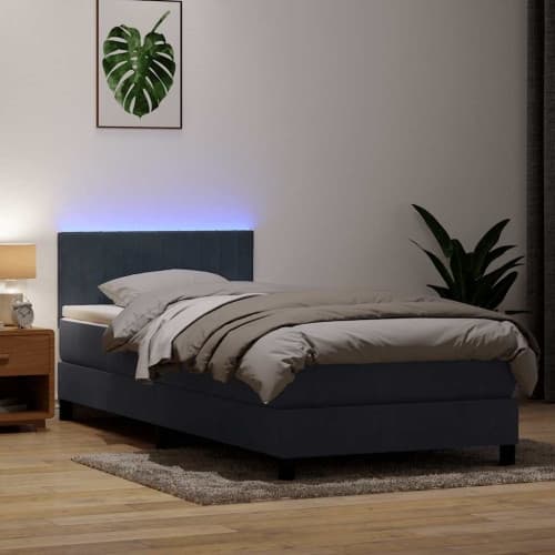 Ramsäng med madrass mörkgrå 80x220 cm sammet