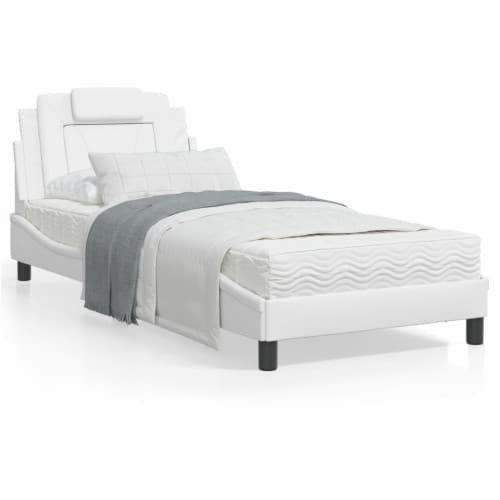 Sängram med huvudgavel vit 80x200 cm konstläder