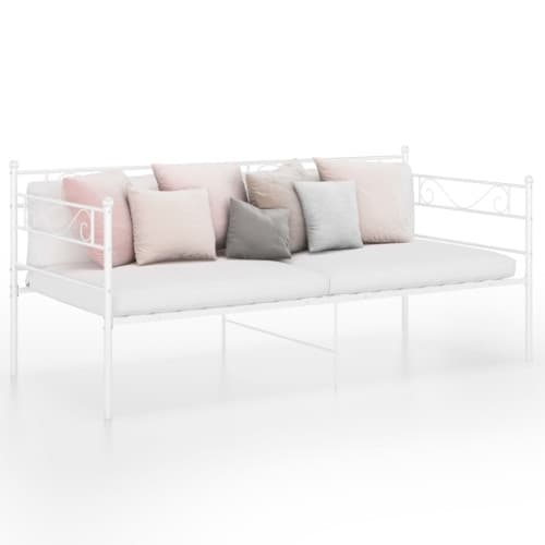 Sängram bäddsoffa vit metall 90x200 cm